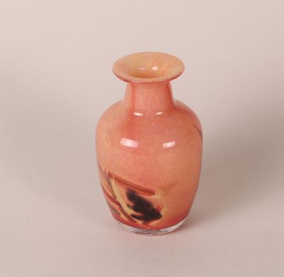 CRISTALLERIE PIERRE DE LUNE Vase en verre soufflé bleu et ve…