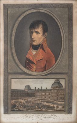 une vieille photo d'un homme en manteau rouge et une photo d'un bâtiment