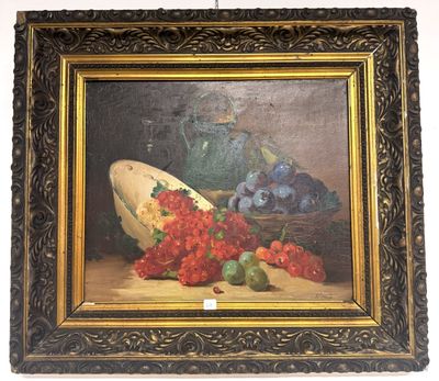 Belle toile « nature morte aux cerises 46,5 x 55