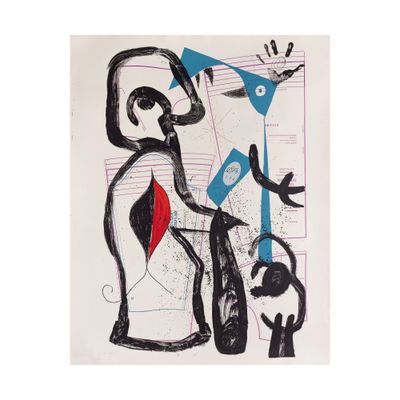 une image représentant le dessin d'un homme avec un oiseau sur la tête