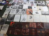 a table with a lot of pictures and pictures on it