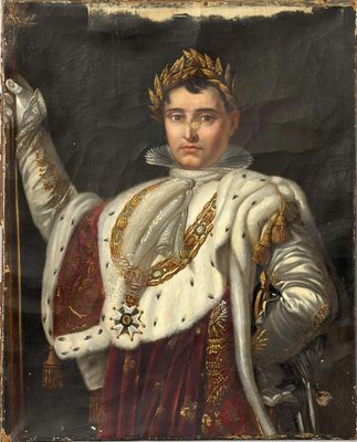 une image représentant un tableau où l'on voit un homme coiffé d'une couronne et tenant une épée