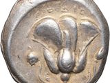 a close up of a silver coin with a flower on it
