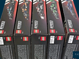 six boxes of legos that are stacked on top of each other