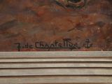 an image of a close up of a painting of a clock