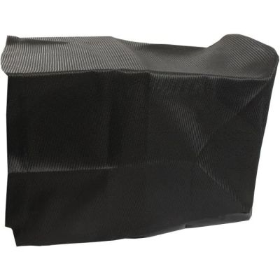 un gros plan d'un sac noir sur fond blanc