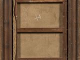 an old picture of a window with a number on it