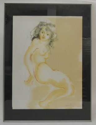 peinture d'une femme nue dans un cadre noir sur un mur blanc