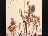 tableau représentant un homme à cheval, avec un cheval dessiné sur le dos de celui-ci