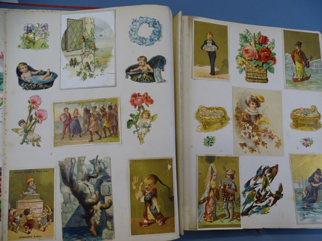 Album de chromo et découpis (chocolat Guérin Boutron, Poulain, au...