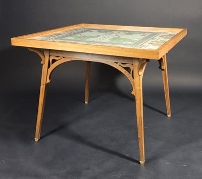 Table à jeu en noyer à plateau réversible, plaqué de noyer d… - Photo 1