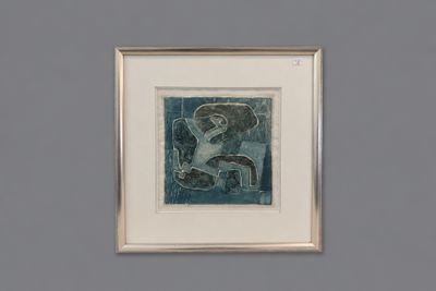 painting of a man on a horse in a frame on a wall