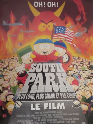 affiche de South Park sur laquelle figurent de nombreux personnages de dessins animés