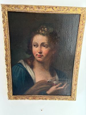 painting of a woman holding a glass of wine in her hand