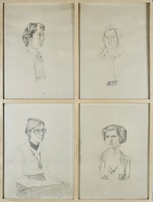 Jacques JOOS (1945-2021), "Polyptique de portraits", crayon …