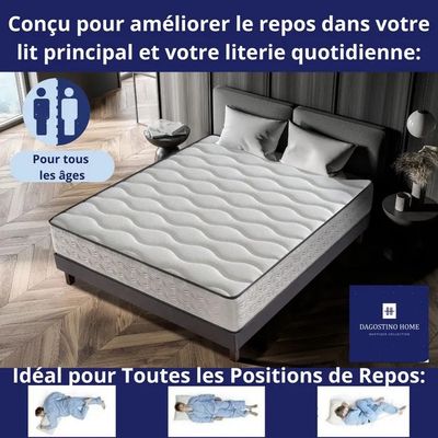 Le matelas est en mousse et comprend quatre types d'oreillers différents.