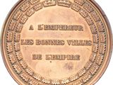 an image of a gold medal with the words les bones villes de l ' empire written on it