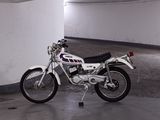a motorcycle that is parked in a parking garage