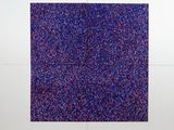 an image of a blue and red painting on a white wall