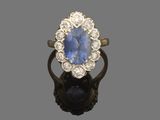 a sapphire and diamond cluster ring