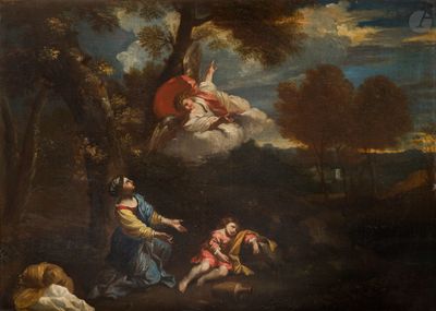 une image d'un tableau représentant un groupe de personnes dans une zone boisée