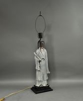 LAMPE en terre partiellement vernissée et partiellement craq…
