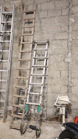 Échelle de toit aluminium de 6 mètres (4 modules) avec crosse, éc...