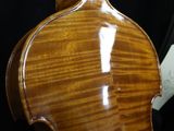 a close up of a violin on a black background