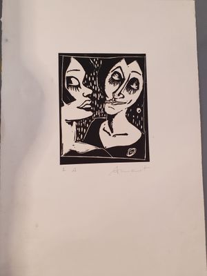 un dessin en noir et blanc représentant une femme et un homme