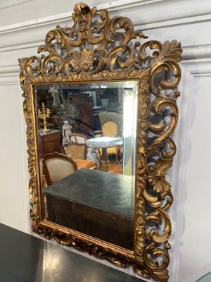 a mirror on a table in a room