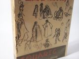 a cardboard box with a drawing of people on it