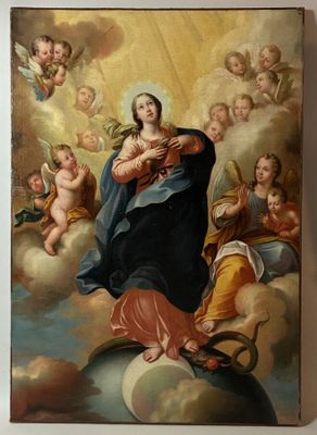 une image représentant un tableau de l'Immaculée entourée d'anges