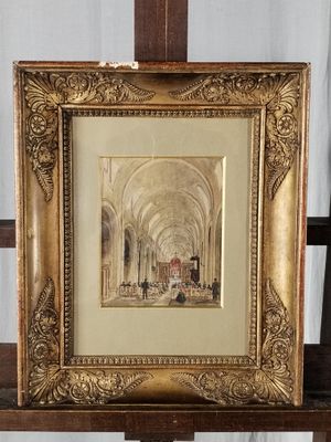 une vieille photo d'une photo représentant une église avec une croix en arrière-plan