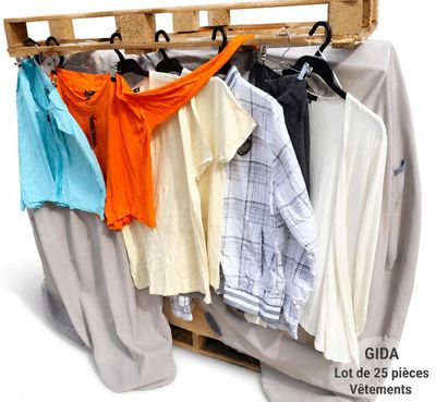 a wooden rack with clothes hanging on it