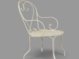 an image of a white wrought chair on a grey background