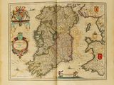 an old map of scotland and wales in a book