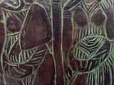 an image of a painting of three women standing in front of a tree