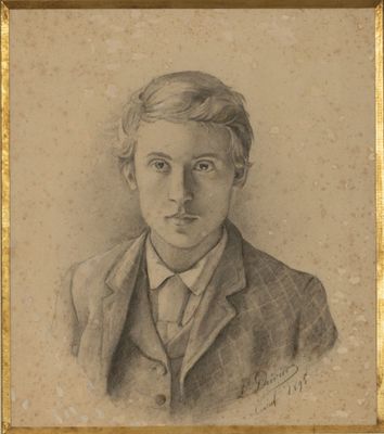 portrait of a young man in a suit and tie in a gold frame