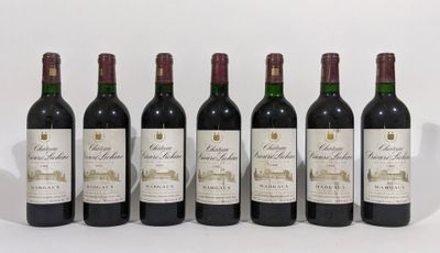 six bouteilles de vin sont alignées sur une surface blanche