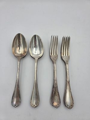 CHRISTOFLE - Six couverts en métal argenté modèle aux nœuds