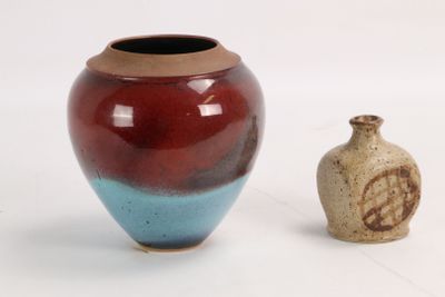 deux vases posés l'un à côté de l'autre sur une surface blanche