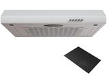 a close up of a white stove top oven with a vent