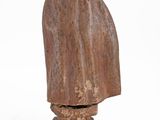 an old statue of a man with a cloak on a white background