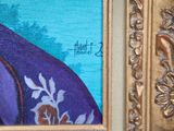 a picture of a painting of a woman in a kimono