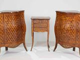 pair of louis xv style marquet commode nightstand tables