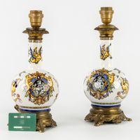 Paire de lampes de table décoratives en faïence, montées sur… (photo 2)