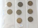 five different types of coins in a plastic bag
