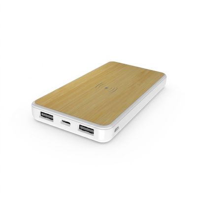 an image of a wooden power bank with two usb ports