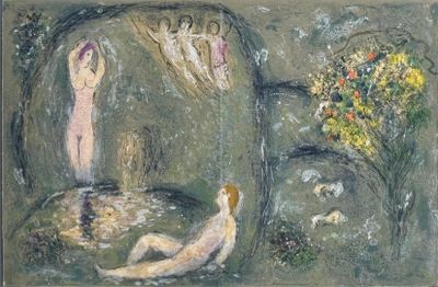 Marc CHAGALL (1887-1985). La caverne aux nymphes.