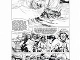 une page en noir et blanc d'une bande dessinée représentant un bateau sur l'eau